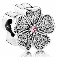 original moments apple blossom flower with crystal beads charm fit pandora 925 sterling silver bracelet bangle diy jewelry