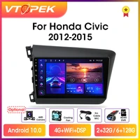 vtopek 9 4g carplay dsp 2din android 10 0 car radio multimidia video player navigation gps for honda civic 2012 2015 head unit