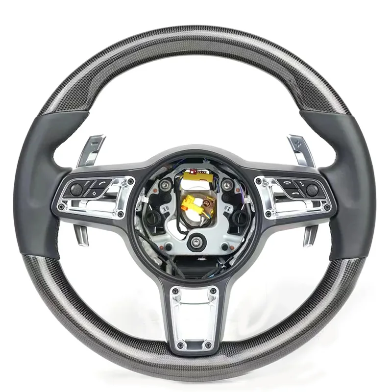 Кожаное рулевое колесо из углеродного волокна подходит для Porsche Mancan Panamera Cayenne 911 718