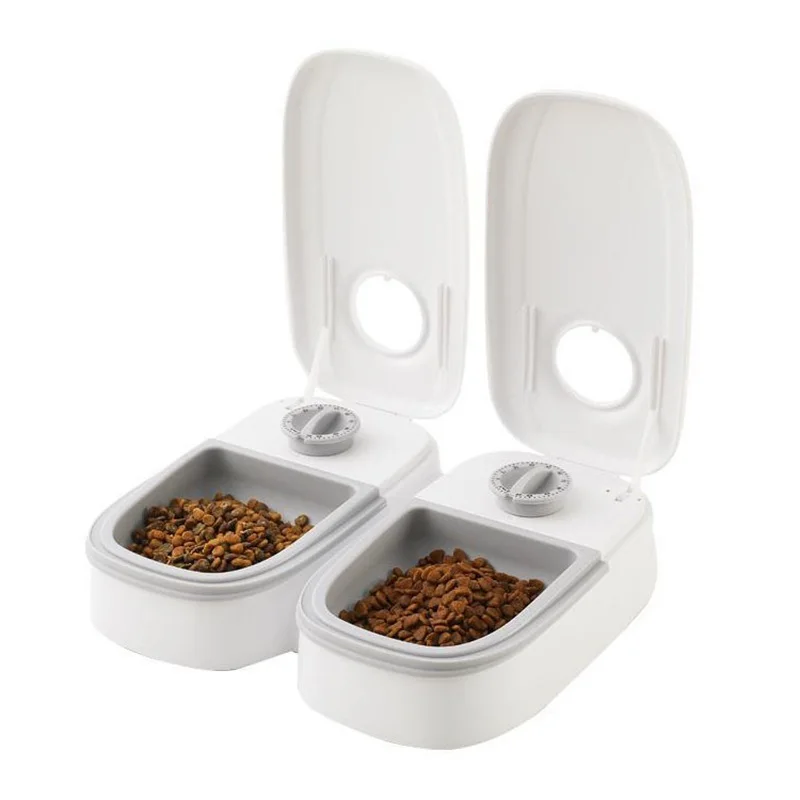 

Pet Automatic Timing Feeder 350ml Large Capacity Dry&Wet Food Container Electric Dog Double Dish Bowl Cats Dogs Supplies