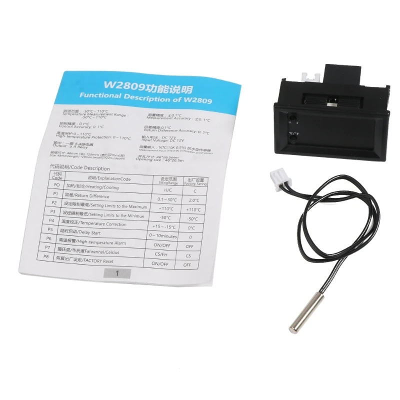 Цифровой термостат W2810, 12 В, 20 А, контроллер температуры, Красный дисплей с зондом