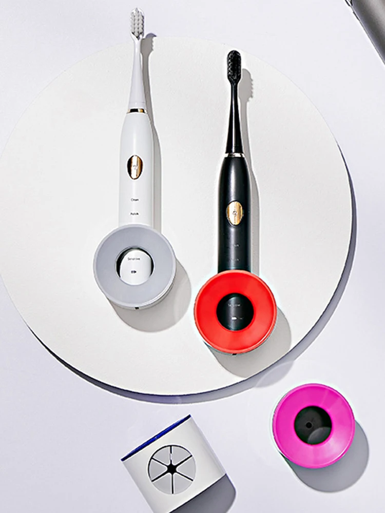 

Electric Toothbrush Holder Wall-mounted Round No Drill Self Adhesive Perforated Toothbrush Holder Bath Storage Rack Accessories