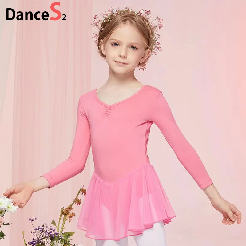 

Girls Ballet Dance Outfit Dress Long Short Sleeved Ballet Kids Dancing Dress Skirt
