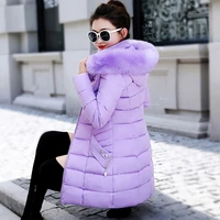 factory direct fashion hooded female cotton jacket new slim fur collar plus size womens winter womens thick coat padded cothes
