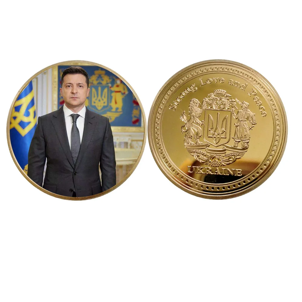

Zelensky Gold Plated Metal Coin President of Ukraine Commemorative Metal Coin Decoration Crafts Souvenir Gift Collection