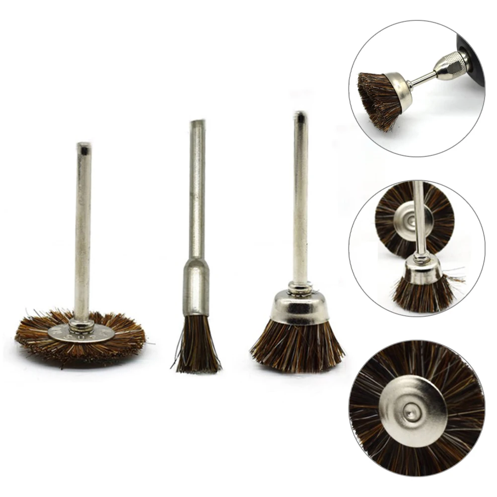 

3pc Wire Brush Cleaning Polishing Drill Set Rotary Tool Carving Tools For Metal Alloy Ceramic Ceramic Tile Stone