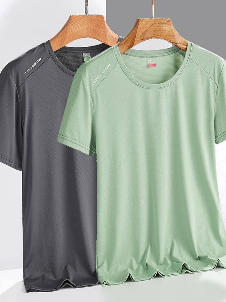 

Camping T-shirts Couple 2022 Summer New Sports Quick Drying T-shirt Men Short Sleeve Dry Clothes Women Running Fitness Clothes