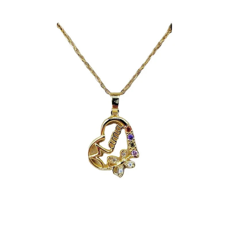 Многоцветное ожерелье с подвеской &quotСердце Мама&quot из нержавеющей стали