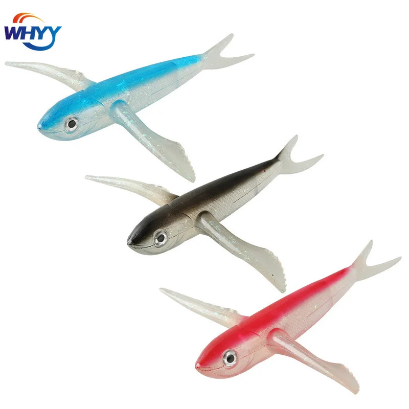 

WHYY 1 упаковка, имитация пластиковой Большой плавник, летающая рыба, Южное масло, люер, Мягкая приманка, самолет, рыба, искусственная приманка,...