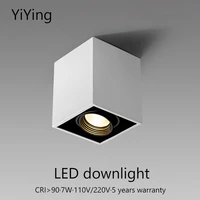 yiying led downlight surface mounted spotlights 7w spot light aluminum white black ceiling lamp nordic cob lighting for home