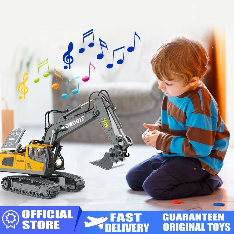 

2.4G High Tech 11 Channels RC Excavator Dump Trucks Bulldozer Alloy Plastic Engineering Vehicle Electronic Toys For Boy Gifts