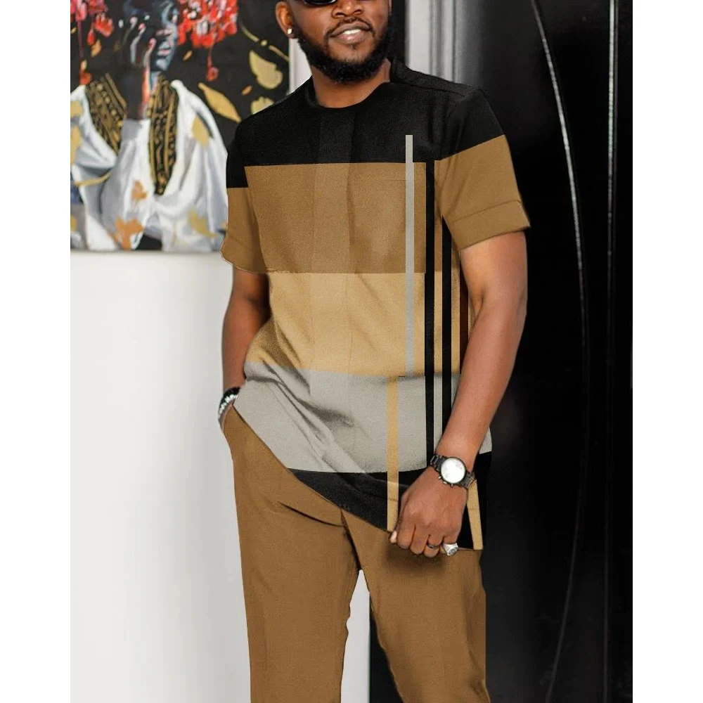 2023 High-Quality Summer Men's T-shirt 2-piece Sports Fashion Two-piece Suit Short Sleeve Shorts Sportswear Extra Large Size