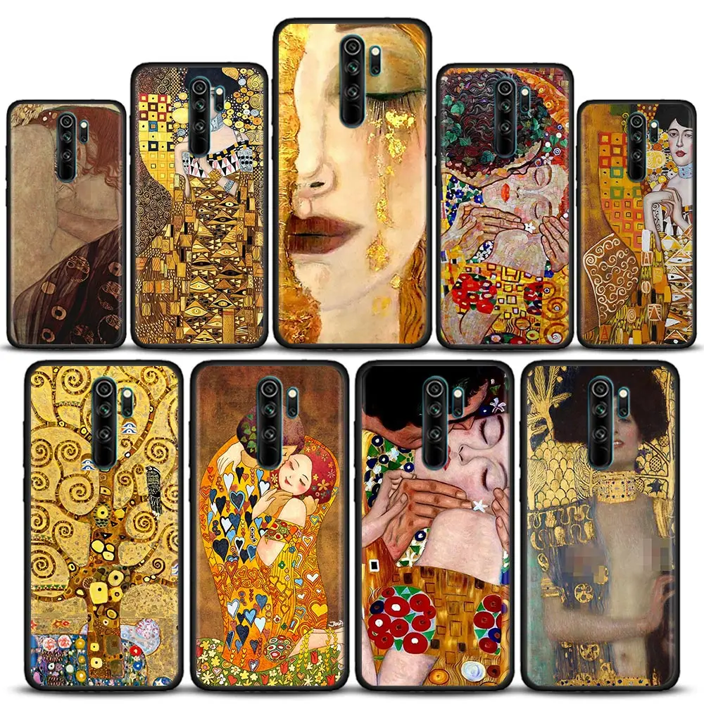 

Kiss by Gustav Klimt Golden Freya's Tears Funda Xiaomi Redmi 9 9C NFC 9T 9A 10 8A 7 6 A Cases Cover For Redmi K40 K50 Soft Coque