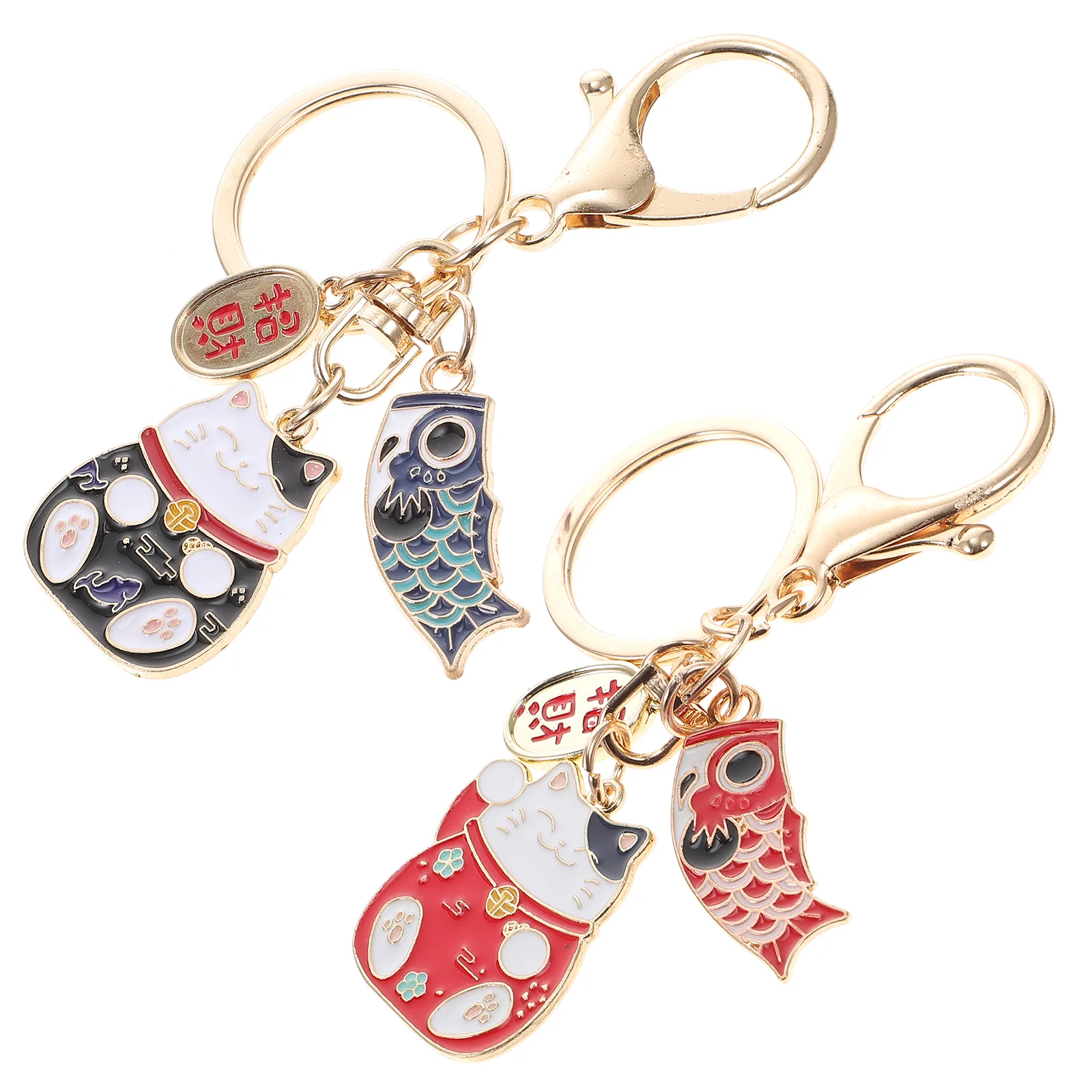 

Car Key Pendant Fortune Cat Ring Bag Decoration Schoolbag New Year Themed Keychain Japanese Style Cartoon