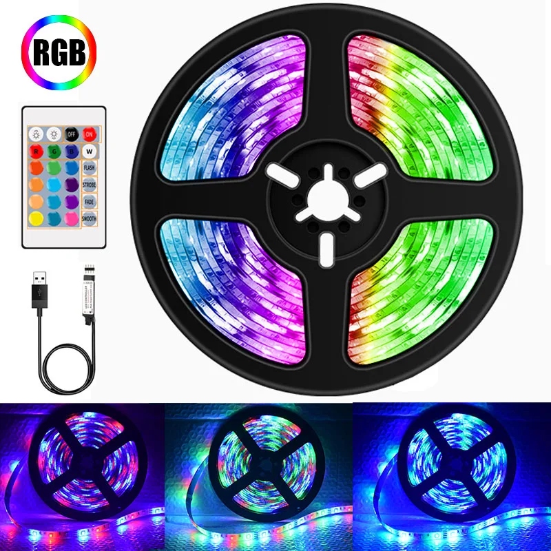 

10 / 5M LED Strip Lights USB Powered Strips with Remote Control Color ChangingTV Backlights Rgb Strip Home Decoration Ambilight