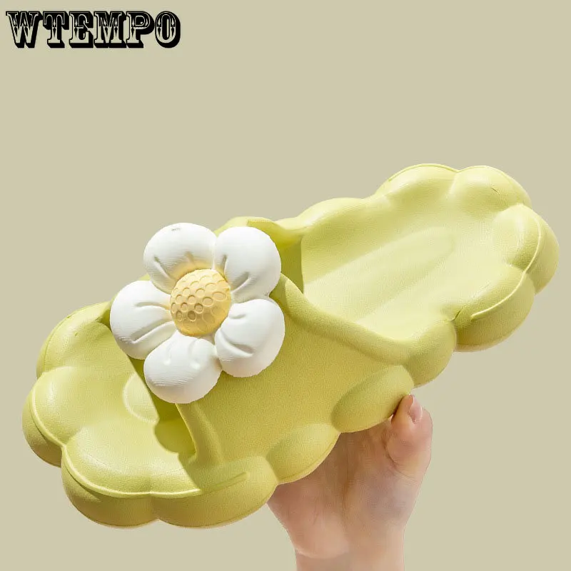 Women Slippers Home Wear Fashion 3D Flower Beach Shoes Thick Platform Summer Sandals Lovely EVA Antiskid Flip Flops Dropshipping