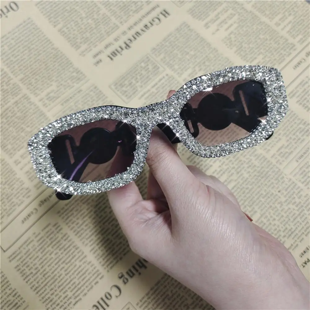 

Vintage Rhinestone Bling Travel Polygon Sun Glasses Ladies Shades Diamond Sunglasses