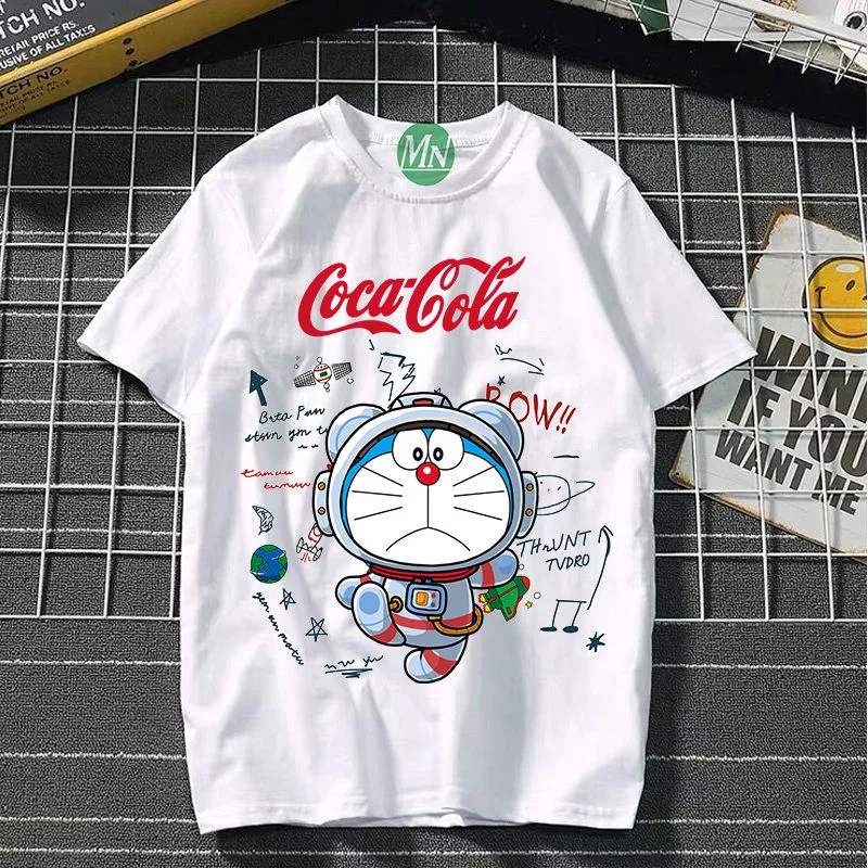Doraemon Summer Clothing Kawaii Anime Short Sleeved Top Aesthetic Luxury Funny T-shirt Tees Y2k Fashion Grunge Yk2 Streetwear