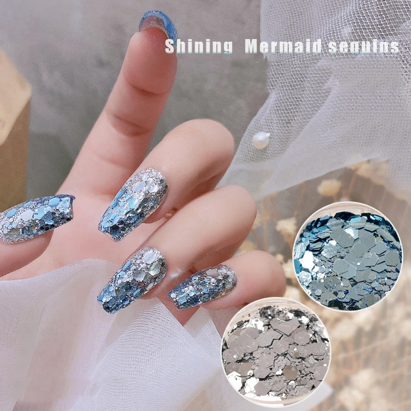 

New Nail Sticker Sequin Gradual and Shiny Colorful Shining Powder Nail Enhancement Laser Explosion Shining Light Nail Accessory
