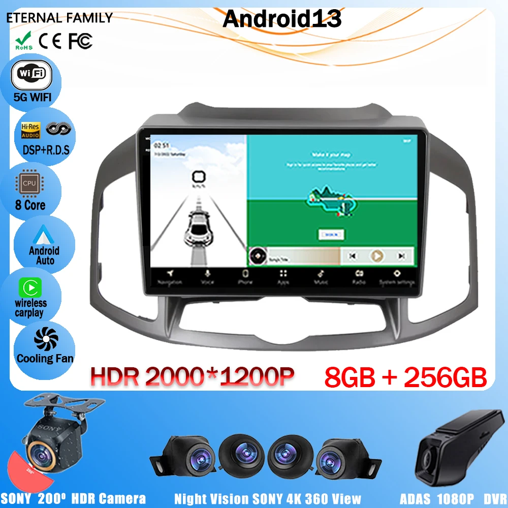 

Автомагнитола 10,1 дюйма, Android 13, для Chevrolet Captiva 1 2011-2016, 4G, LTE, ADAS, 2Din, Авторадио, мультимедиа, DSP, QLED, стерео, AHD