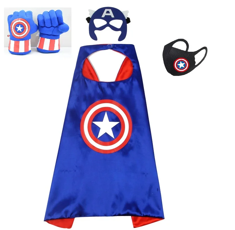 

Kids Spiderman/Hulk/Iron Man/Captain America Cloak Cosplay Costume Boy Girl Halloween/Carnival Avengers Cloak/Mask/Gloves Party