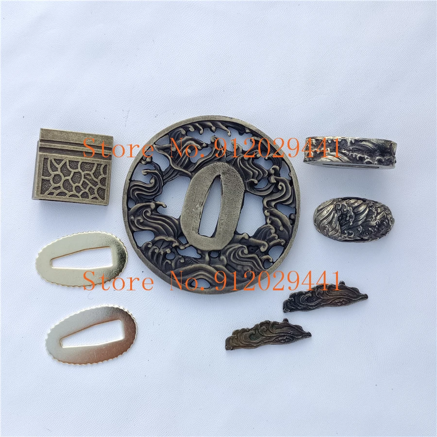 Высококачественная ручка в комплекте фитинги волны Tsuba Menuki Fuchi Кашира хабаки