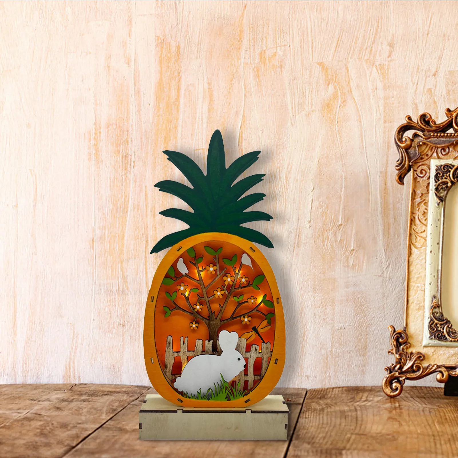 

Пасхальные деревянные украшения, декор в виде кролика, креативный домашний декор, Фигурка кролика со светлыми деревянными поделками, кроли...