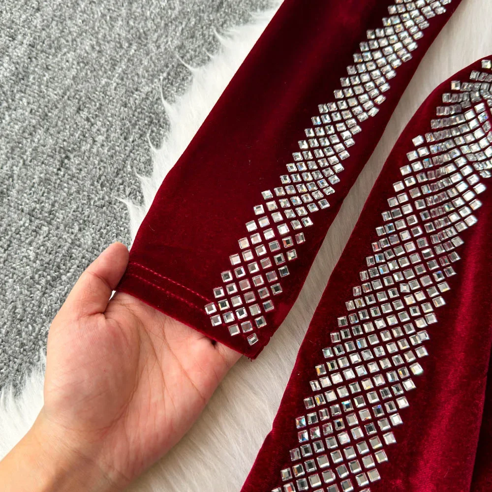 Женское винтажное платье-карандаш с длинными рукавами и круглым вырезом