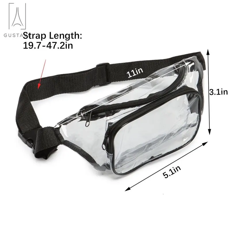2 Pack Clear Fanny Pack Stadium Approved Transparent Waterproof PVC Waist Bag Clear Purse Adjustable Belt Bag  Women Men, Travel