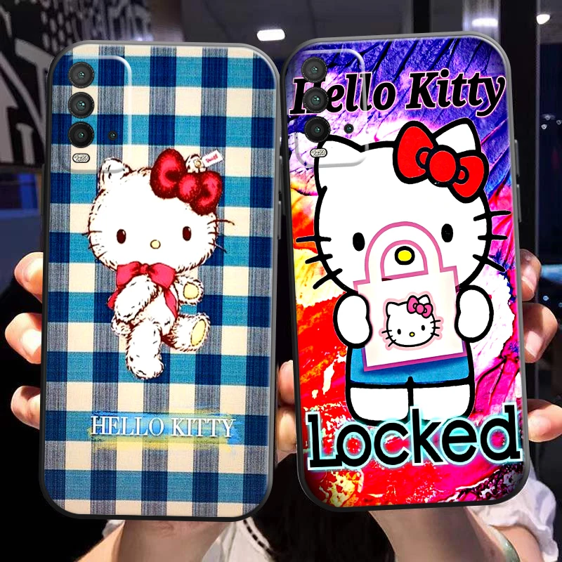 

Cartoon Hello Kitty For Xiaomi Redmi 9T Phone Case For Redmi 9T Case Liquid Silicon Back Soft Funda Silicone Cover