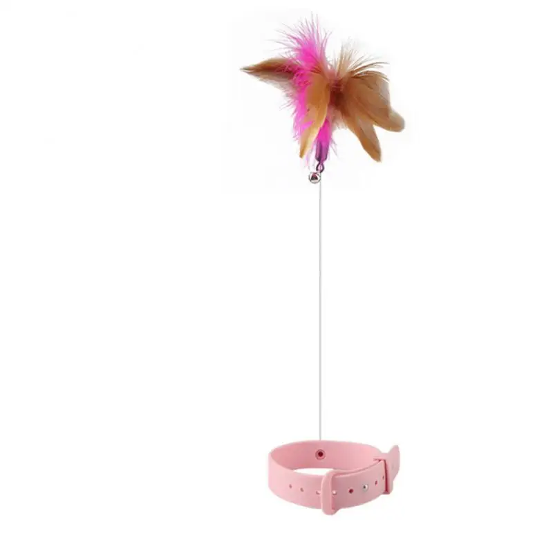 

Self-help Silicone Collar Cat Fun Stick Hands Free Collar Toys Multifunctional With Bell Feather For Kittens Cat Teasing Wand