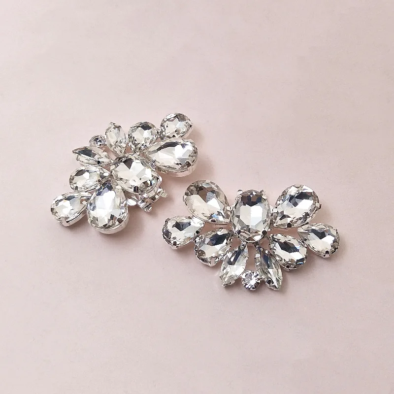 

2 шт./лот полностью Алмазный квадратный зажим для обуви, зажим со стразами для DIY аксессуаров, свадебное украшение, кнопки для обуви