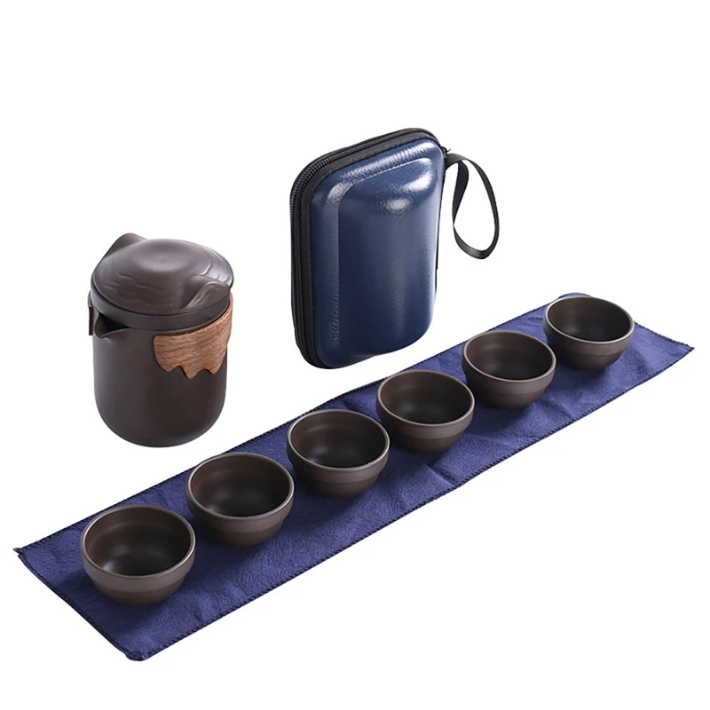 

Hot-Portable Ceramic Tea Cup Set Tea Pot Set Chinese Gongfu Tea Pot Set Porcelain Teapot Teacups For Travel Outdoor Picnic