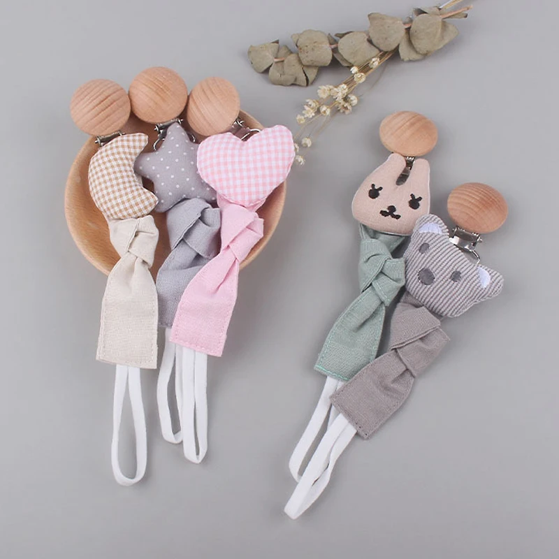 

1PC Cartoon Baby Dummy Pacifier Chain Clip Cloth Plush Dolls Animal Wood Rodent Nipples Holder Newborn Toys Teether Accessories