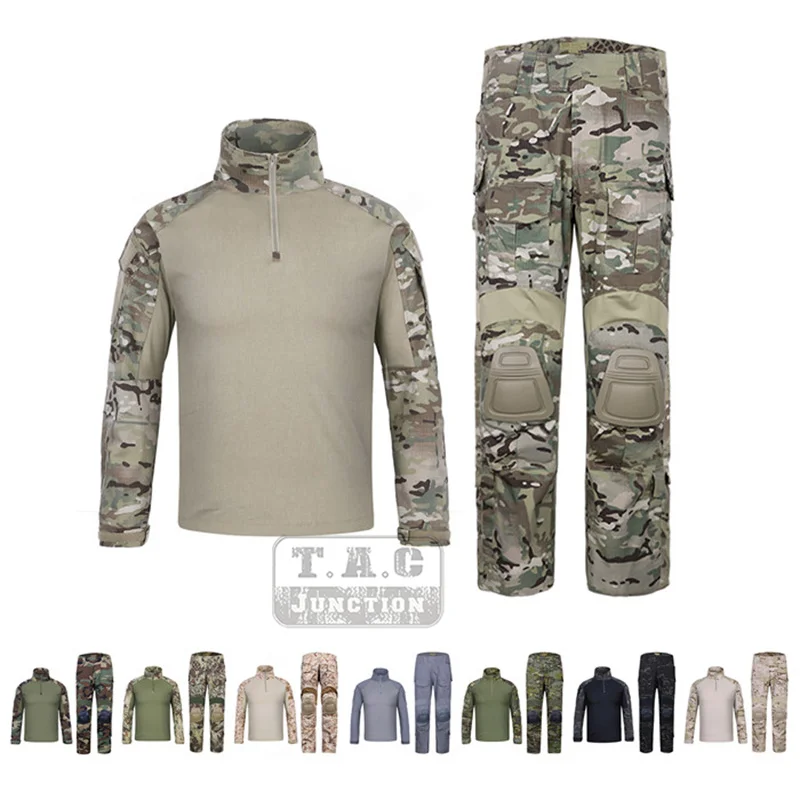 EmersonGear G3 Combat Unitform Tactical BDU Camouflage Shirt & Pants For Military Airsoft Hunting With knee Pads Multicam