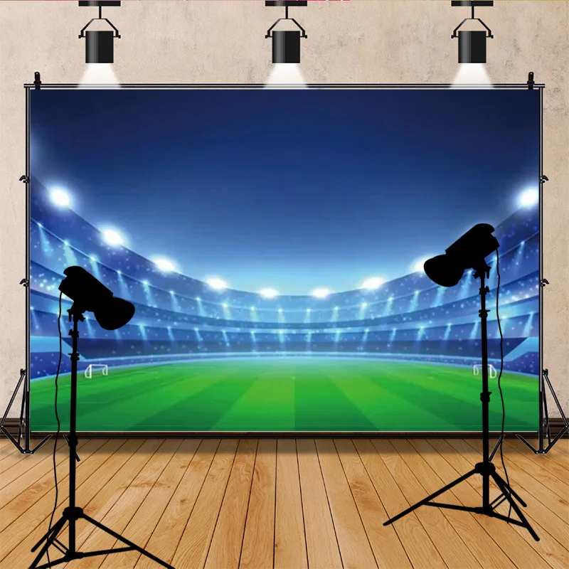 Фон для фотосъемки с изображением футбольного поля белыми линиями и травой