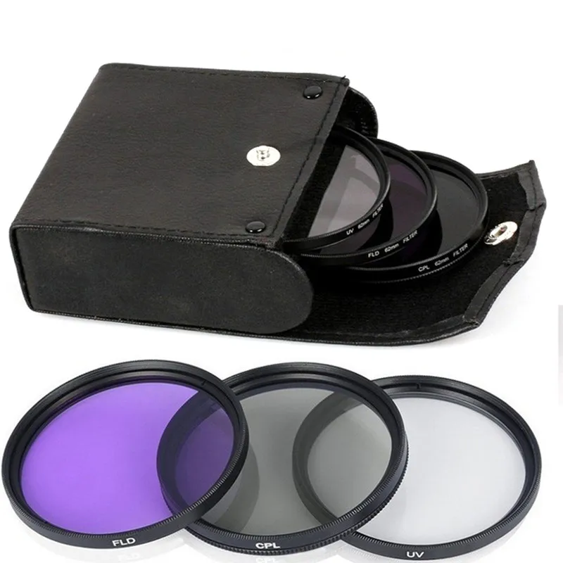 

3 in 1 49MM 52MM 55MM 58MM 62MM 67MM 72MM 77MM Lens Filter Set with Bag UV+CPL+FLD for Cannon for Nikon for Sony Camera Lens