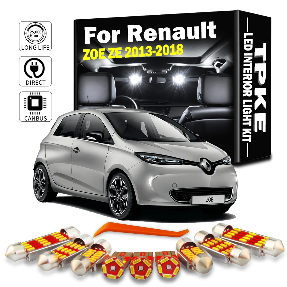 

TPKE 8Pcs LED Interior Light Kit For Renault ZOE ZE 2013 2014 2015 2016 2017 2018 Vehicle Indoor Map Dome Car Led Lamps Canbus