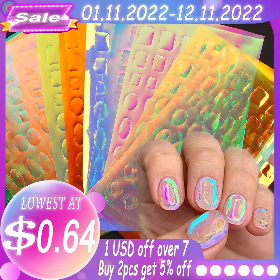 

Ice Cube Aurora Nail Sticker Nail Foil Broken Glass Paper Film Holographic Laser Nail Decals Nails Design Manicure Decoration