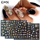 1 шт. 3D Рождественские Красочные золотые лазерные наклейки для ногтей снежинки Рождественские переводные наклейки УФ-гель зимние маникюрные украшения