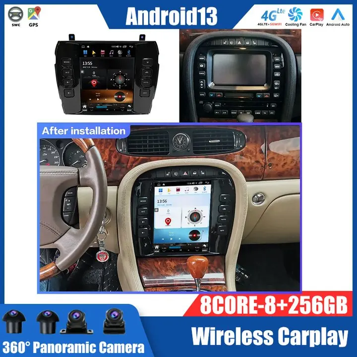 Фото Для Jaguar XJ X-TYPE S-TYPE 2005-2011: навигационная GPS-система, автомобильное радио, мультимедийный DVD-плеер, стереосистема, 4G, Wi-Fi, Android Auto, CarPlay №3
