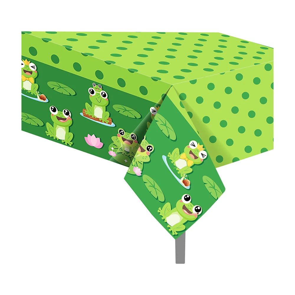 

130*220cm PE Green Cartoon Animals Summer Princess Frog Birthday Party Disposable Tablecovers Kids Baby Shower Party Decorations