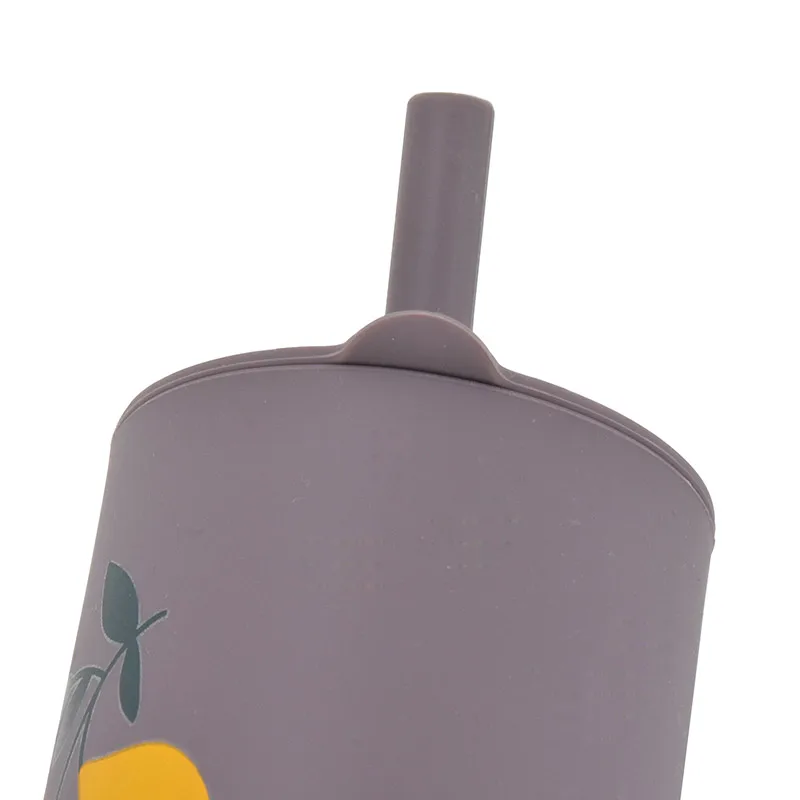 Фото Детская силиконовая чашка Sippy, портативный контейнер для хранения, контейнер для закусок, кормление детей с радужным принтом, герметичная обучающая чашка для напитков, без БФА №4