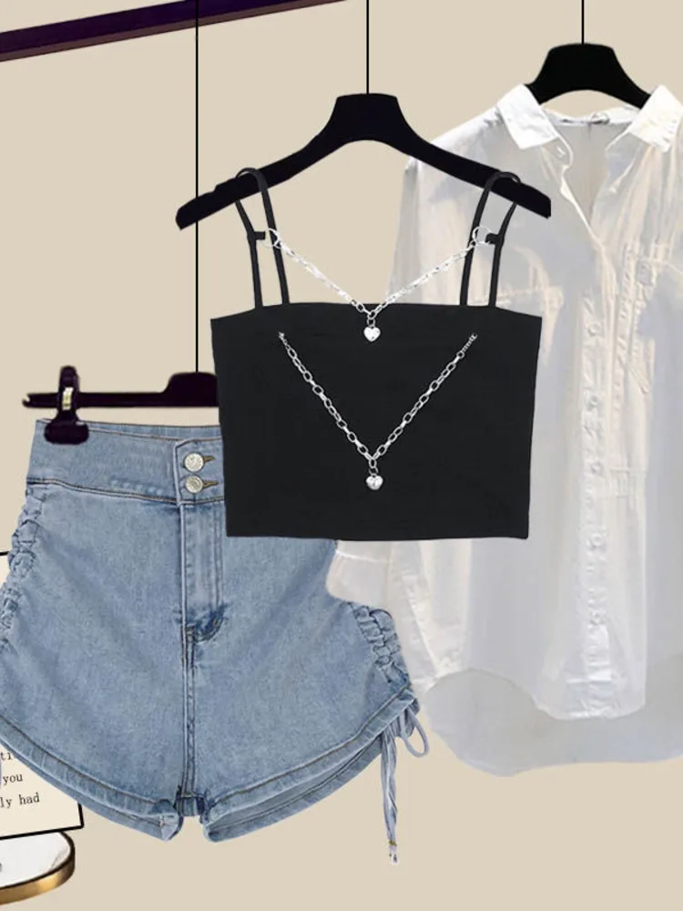 Женская уличная одежда в стиле Харадзюку Y2k комплекты из 3 предметов жилет