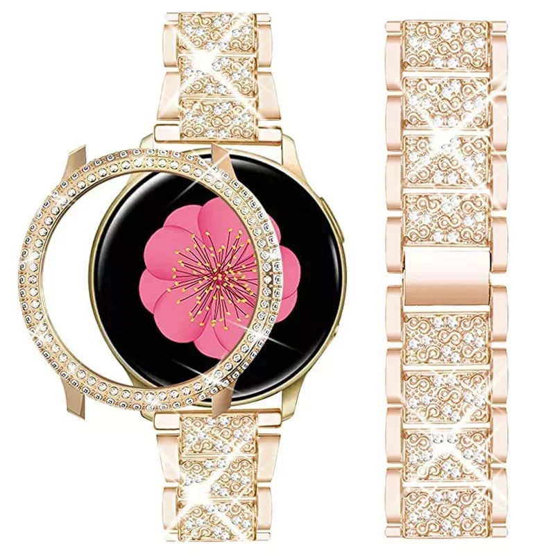 

NEW2023 2in1 Diamond Strap+Case Protector Galaxy Watch 5 40mm 44mm Metal Bracelet Galaxy Watch 4 44mm 40mm Wrist Band Shell