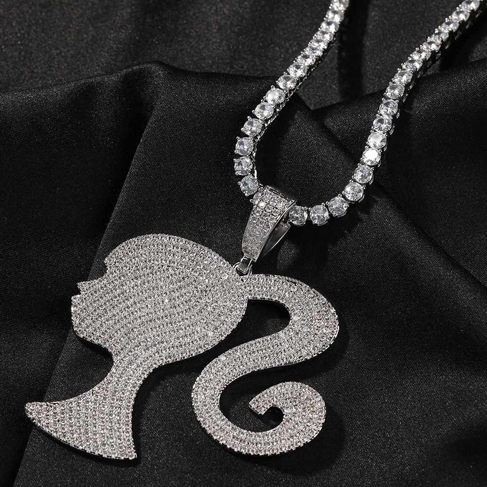 Цепочка с кулоном в виде ледяной Девушки Bling King для женщин ожерелье из розового