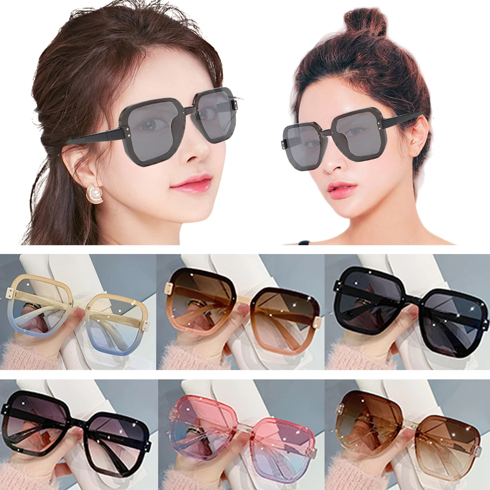 

Korean New Fashion Retro Blue Pink Clear Lens Mirror Eyeglasses Square Sunglasses Sun Glasses Big Frame Female Square Sunglasses