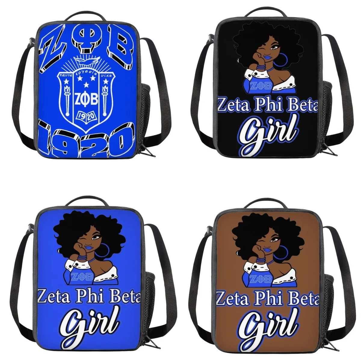 Zeta Phi Beta Lunch Carry Bag Thermal Portable Bags for Women Children School Travel Lunch Picnic Dinner Cooler Food Handbags