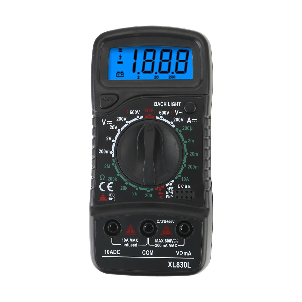 

LCD Multimeter Ohmmeter Volt Tester XL830L Handheld Digital Multimeter AC/DC Ammeter Voltmeter Ohm Voltage Tester Meter