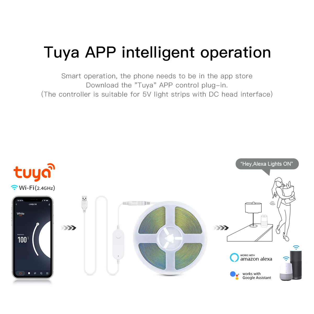 Контроллер Tuya Wi-Fi диммер постоянного тока 5 В USB светодиодная лента контроллер